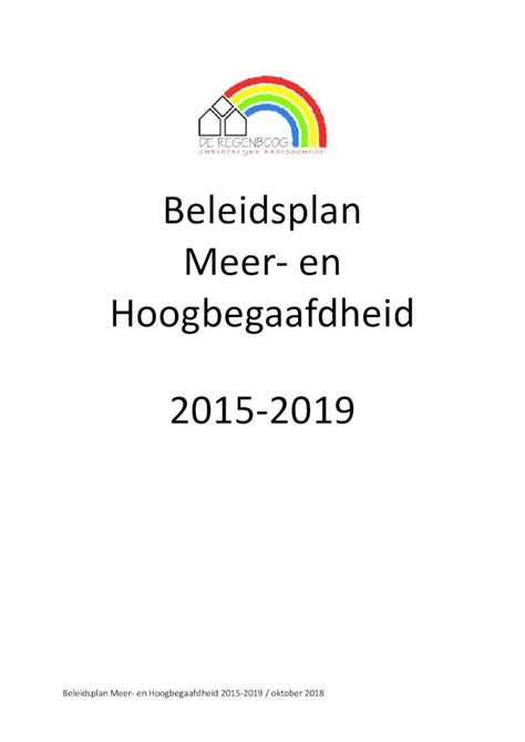 Pdf Beleidsplan Meer En Hoogbegaafdheid Hoog Begaafde Leerlingen