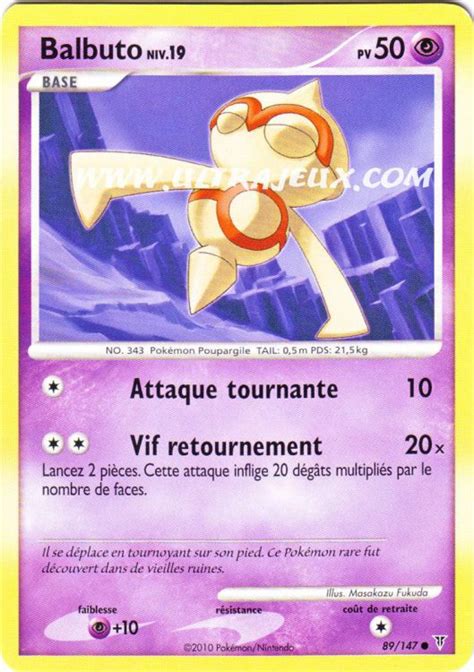 Balbuto Niv 19 89 147 Carte Pokémon Cartes à l Unité Français