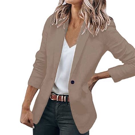 Zshosam Casual Blazer For Women Lapel Collar One Button Work Office