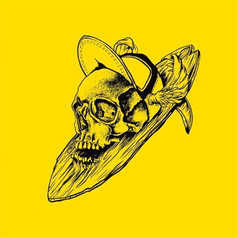 Premium Vector Skull Surf Hand Drawn