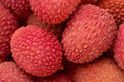 Lychee Frutas Ex Ticas Fundo Close Up Vista Superior Foto Premium