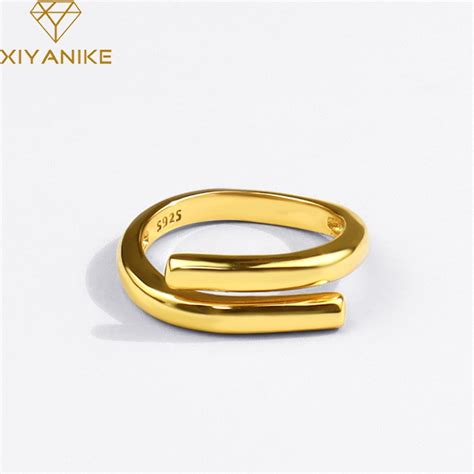 Xiyanike Silver Color Double Layer Geometric Ring Female Charm Fashion