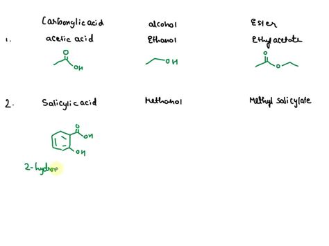 Solved Part C Esterification Of Carboxylic Acids And Alcohols Data Table C1 Structures Of