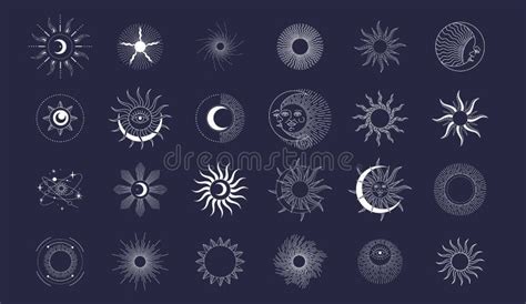 Conjunto De Elementos Celestiales Místicos Esotéricos Mágicos Luna De