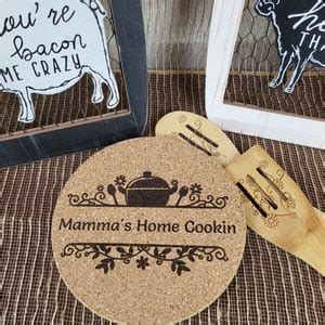 Cork Trivet Laser Engraved Kitchen Decor Monogram Hot Pad Custom Engraved Cork Trivet