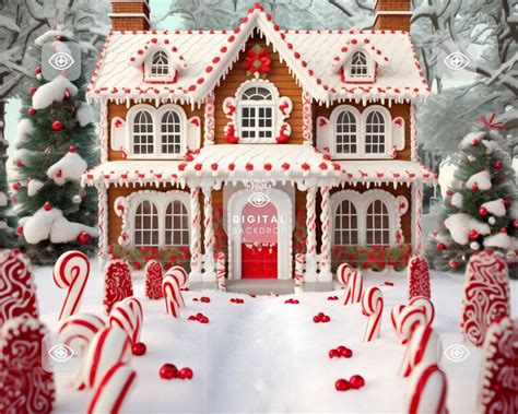 Gingerbread House Backdrop Digital Download Photoshop Overlays