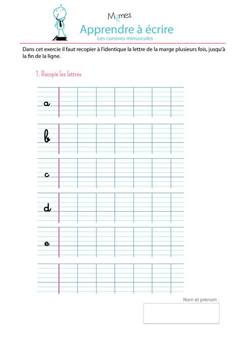 Les 5 Premières Lettres De Lalphabet En Cursive Minuscule A B C D