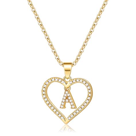 Aunool Gold Initial Necklaces For Women Girls Heart Necklaces 14k Gold