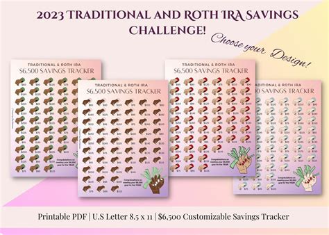 6 500 Roth IRA Savings Challenge Tracker Financial Planning Emergency