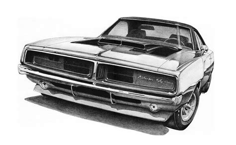 1969 Dodge Charger Rt Drawing By Nick Toth Fine Art America