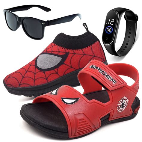 Sandália Infantil De Led Masculina Papete Homem Aranha Menino Tenis