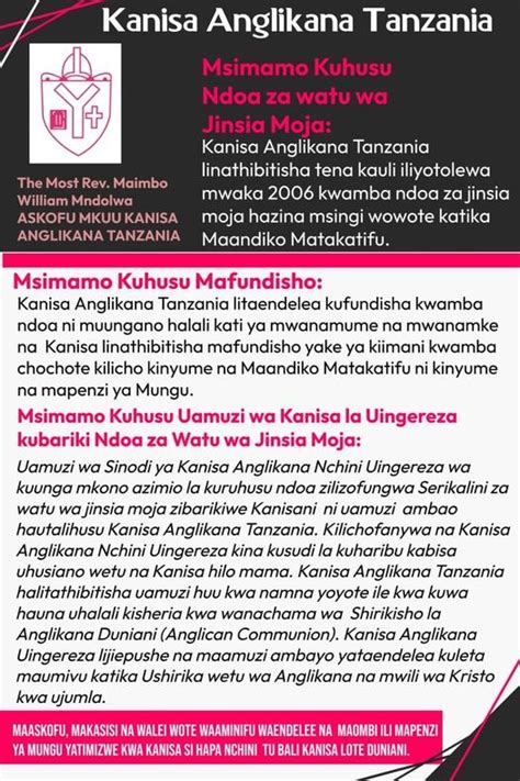 Tanzania Rejects CoE Synod S Blessing Of Same Sex Unions Anglican Ink