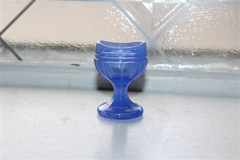 Antique Glass Eye Cup Eye Wash Aqua Blue Opalescent Marked R In Shield