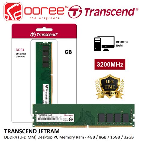 Transcend Jetram Desktop Pc Dimm Laptop Notebook Sodimm Ddr