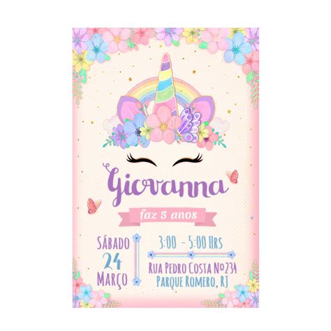 Personalizar Convite Unicórnio Online Unicorn birthday invitations