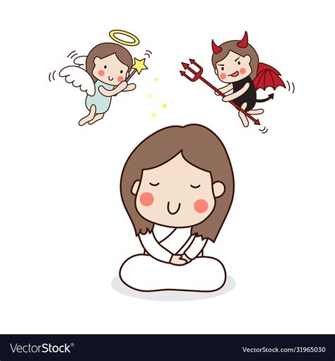 Meditating Angel Devil Royalty Free Vector Image