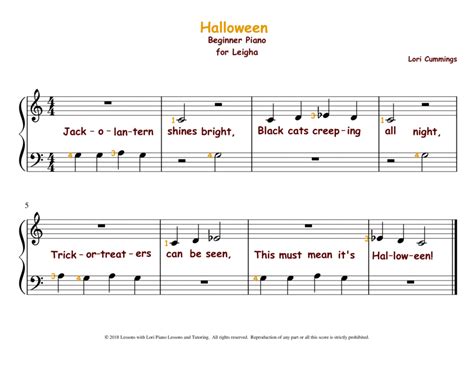 Halloween Sheet Music Lori Cummings Easy Piano