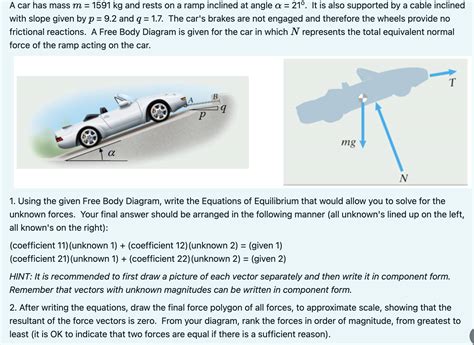 Solved A Car Has Mass M Kg And Rests On A Ramp Inclined Chegg