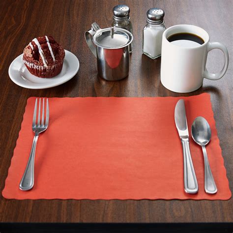 10 X 14 Red Colored Paper Placemat With Scalloped Edge 1000case