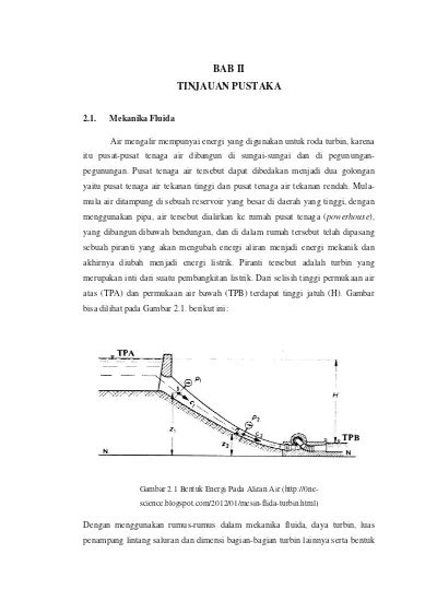 BAB II TINJAUAN PUSTAKA Rancang Bangun Instalasi Turbin Francis Pada