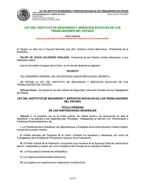 Ley Del Instituto De Seguridad Y Servicios Sociales De Los Trabajadores