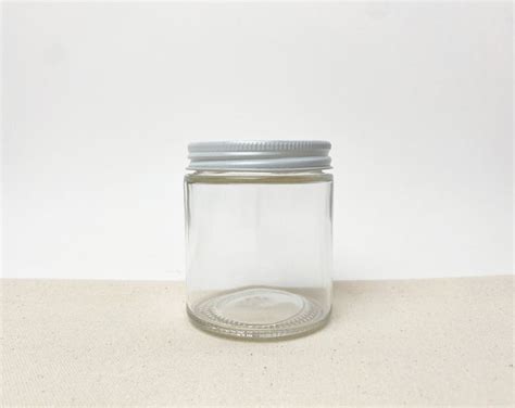 4 Oz Glass Jar W White Metal Lid Empty Reusable Container For Refilling Lip Balm Hand Body