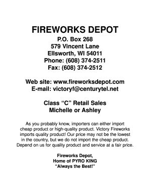 Fillable Online Agprojects Fireworks Depot Agprojects Fax Email Print