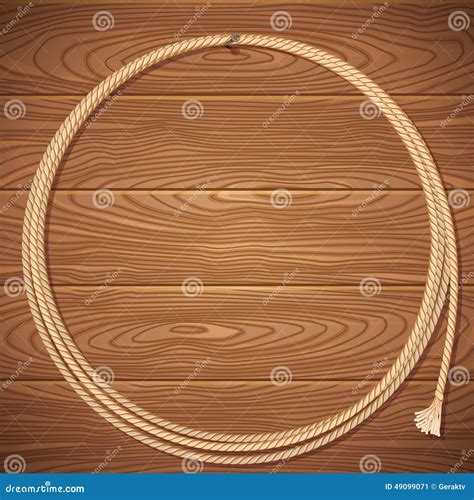 Rope Lasso On Wood Background Stock Vector Illustration Of Border Wood 49099071