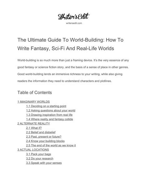 Pdf The Ultimate Guide To Worldbuilding How To Write Fantasy