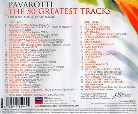 Luciano Pavarotti 50 Greatest Tracks Music And Performance Cd