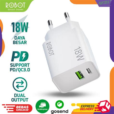 Jual Charger Robot RT F2 PD 18W Batok Adaptor Dual Port USB C Dan USB A