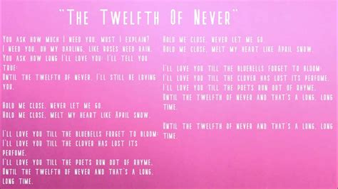 Twelve Of Never Lyrics Youtube