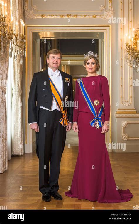 Official Portraits Of King Willem Alexander And Queen Maxima Of The Netherlands Featuring King