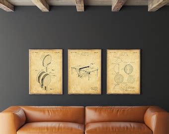 Table Tennis Patent Set Of 3 Table Tennis Poster TT Bat Art Etsy