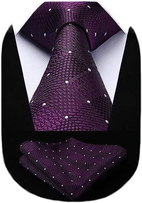 Hisdern Extra Long Ties For Men Purple Plaid Checkered Tie Woven