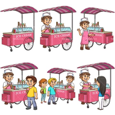 Man Selling Ice Cream Cartoon Clipart Vector Friendlystock