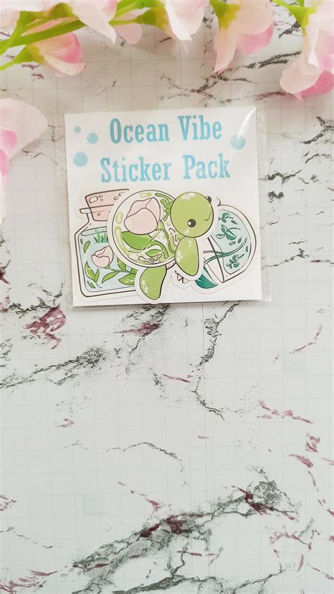 Ocean Themed Glossy Sticker Pack Illustrated Stickers Etsy