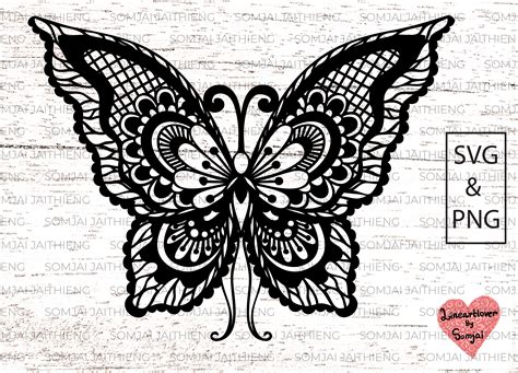 Butterflies Svg Butterfly Mandala Svg Butterfly Zentangle Etsy