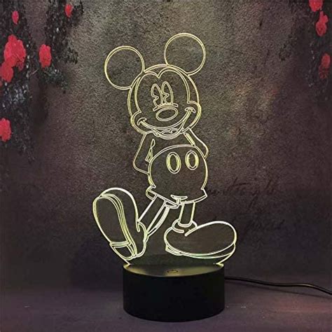 Lindo Dibujo Animado Mickey Mouse D Visual Noche Luz Led Color