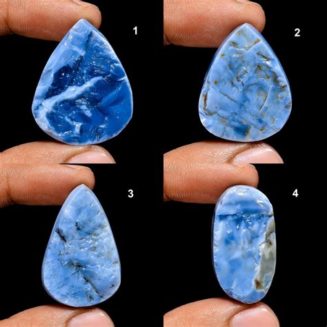 Blue Owyhee Opal Raw From Oregan One Side Rough Druzy Flatback Semi