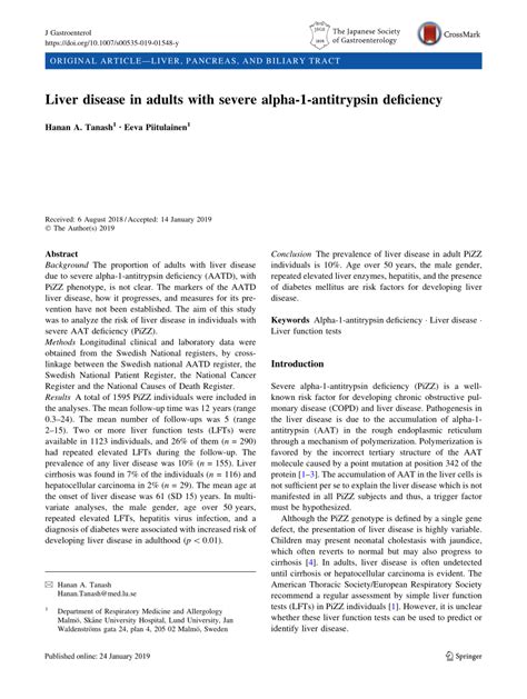 (PDF) Liver disease in adults with severe alpha-1-antitrypsin deficiency