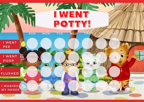 Daniel Tiger Potty Training Chart Potty Reward Chart Toddler Reward