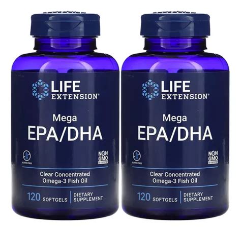 Kit 2x Mega Epa Dha Omega 3 120 Softgels Life Extension Parcelamento