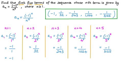 Question Video Finding The Terms Of A Sequence Given Its General Term