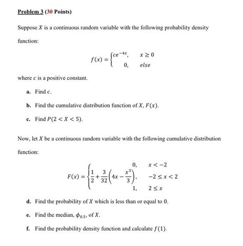 Solved Problem 3 30 Points Suppose X Is A Continuous