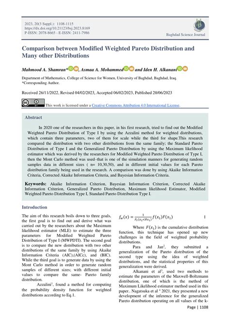 PDF Comparison Between Modified Weighted Pareto Distribution And Many