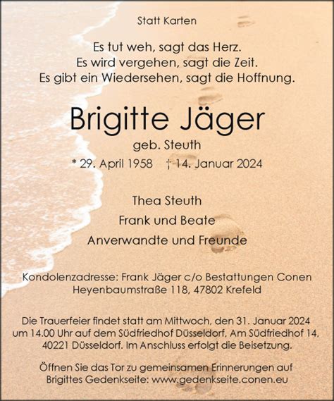 Alle Traueranzeigen F R Brigitte J Ger Trauer Rp Online De