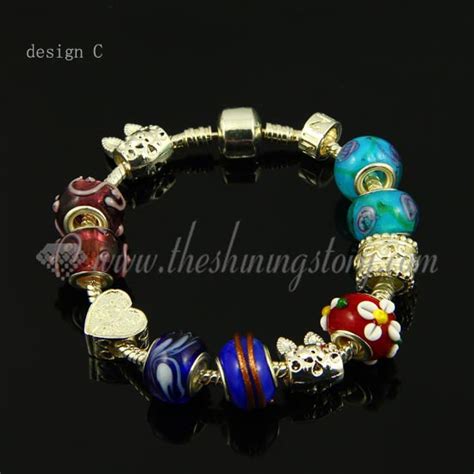 European Charms Bracelets With Lampwork Glass Large Hole Beads Wholesale