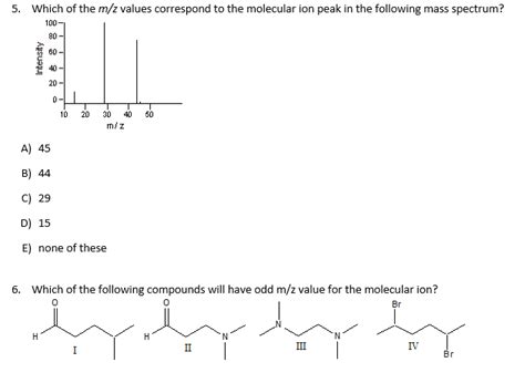 OneClass Which Of The M Z Values Correspond To The Molecular Ion Peak