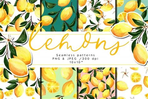 Watercolor Lemons Digital Paper 2130400